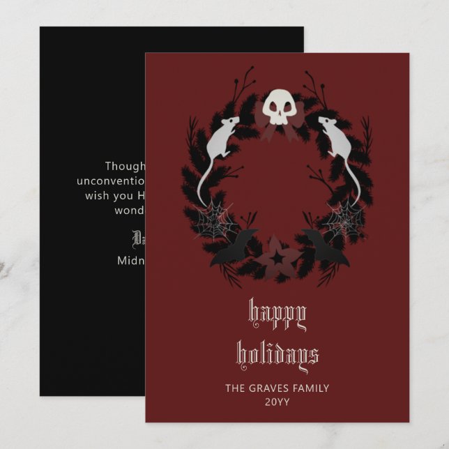 Festividades Cartão de Feriados Felizes de Feriados Gothic Blac (Frente/Verso)