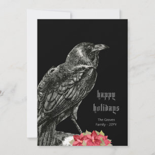 Festividades Cartão de Feriados Felizes Gótico Vintage Crow Bla