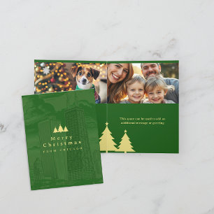 Festividades Cartão de Férias Aberto de Foto Verde Feliz Natal
