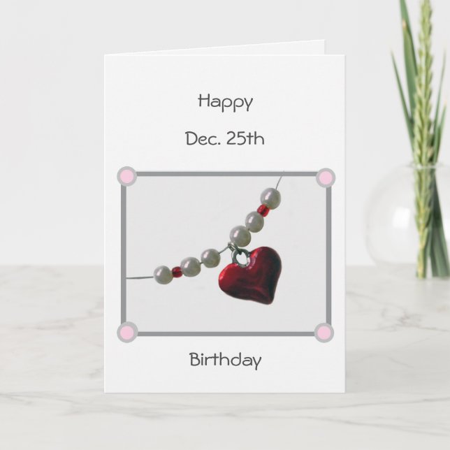 Festividades Cartão de Férias Aniversário de Bead Heart 2 (Frente)