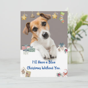 Festividades Cartão de Férias Blue Christmas Cute Jack Russel