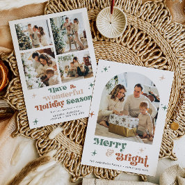 Festividades Cartão de Férias Boho com Cartão de Natal Retroati