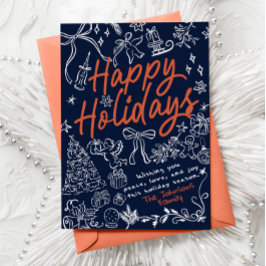 Festividades Cartão de Férias Caprichoso Desenhado à Mão Feliz 