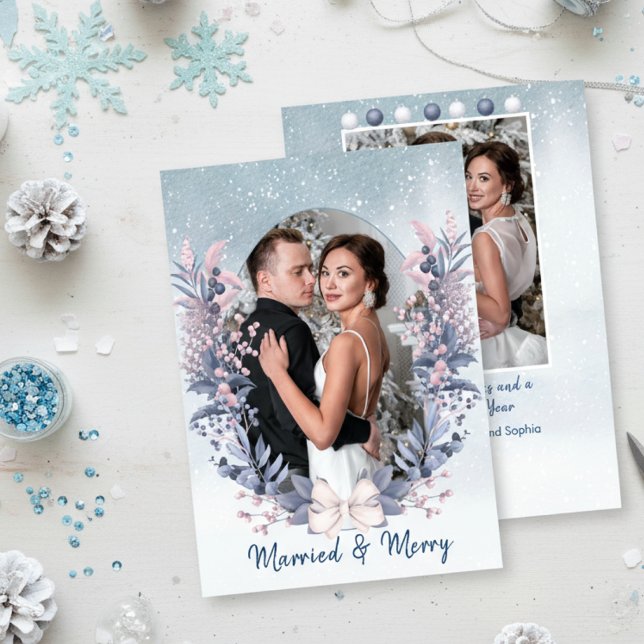 Festividades Cartão de Férias Casado e Feliz - Folhagem de Inve (Criador carregado)