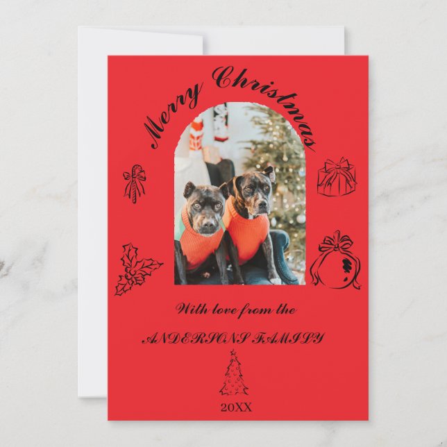 Festividades Cartão de Férias Chapado Caprichoso Desenhado à Mã (Frente)