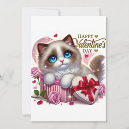 Festividades Cartão de Férias Chapado de Gato Ragdoll do Dia do