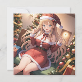 Festividades Cartão de Férias Chapado de Natal de Anime Menina 
