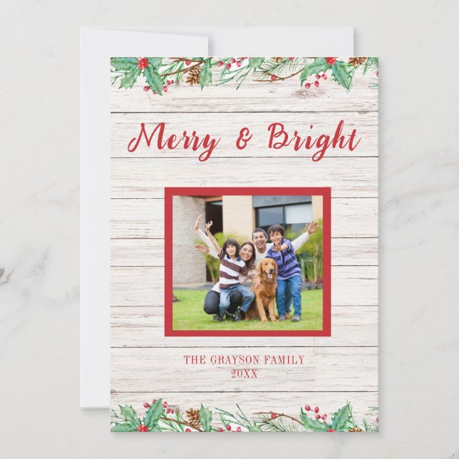 Festividades Cartão de Férias Chato com Madeira de Celeiro Coun (Frente)