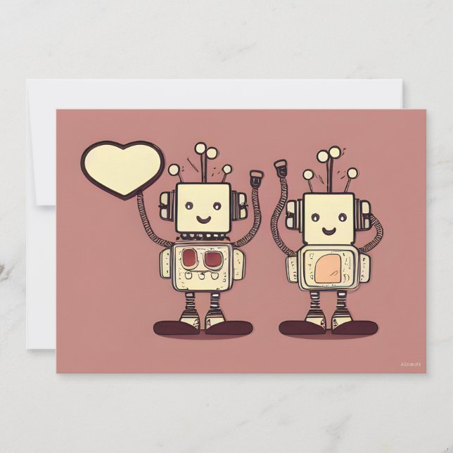 Festividades Cartão de Férias com Bilhete de Amor do Robot Toas (Frente)
