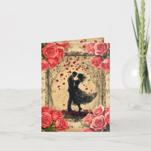 Festividades Cartão de Férias com Casal Dançando ao Estilo Anti