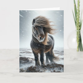 Festividades Cartão de Férias com Cavalo Islandês em seu Elemen