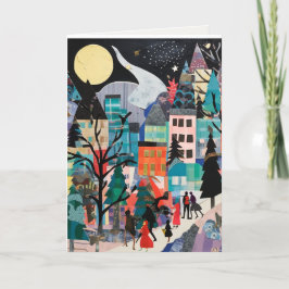 Festividades Cartão de Férias com Design Abstrato