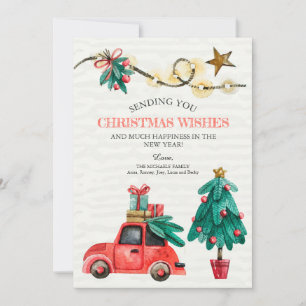 Festividades Cartão de Férias com Detalhes da Aquarela Natal