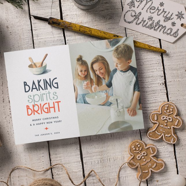 Festividades Cartão de Férias com Foto 'Baking Spirits Bright' (Criador carregado)