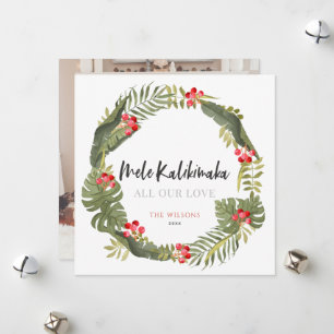 Festividades Cartão de Férias com Foto de Coroa Tropical Mele K