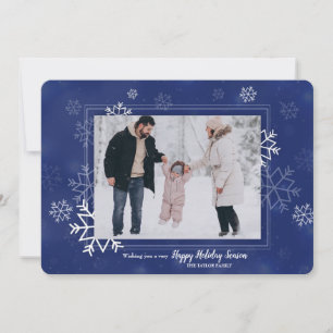 Festividades Cartão de Férias com Foto de Flocos de Neve Borrác
