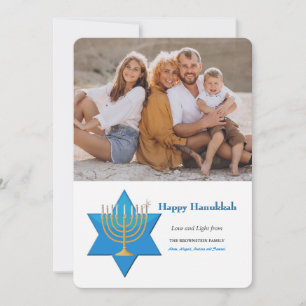 Festividades Cartão de Férias com Foto de Hanukkah Luz e Amor