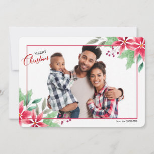 Festividades Cartão de Férias com Foto dos Cantos da Poinsettia