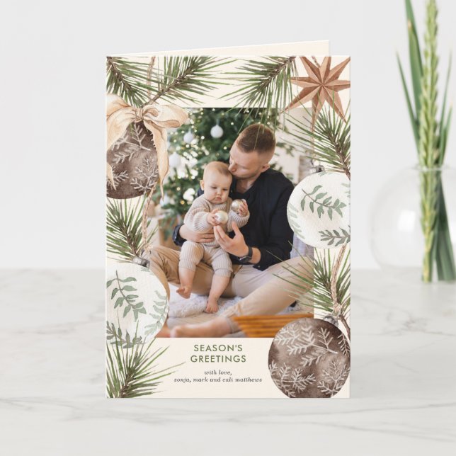 Festividades Cartão de Férias com Foto e Enfeite (Frente)