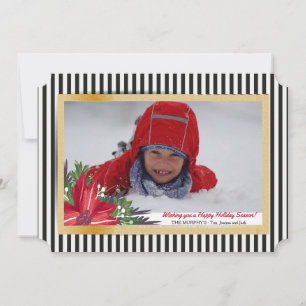 Festividades Cartão de Férias com Foto em Moldura Dourada e Lis