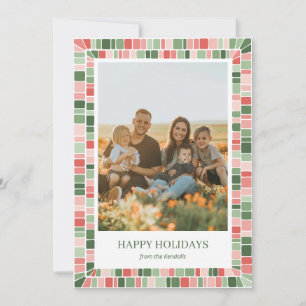 Festividades cartão de férias com foto emoldurada em mosaico