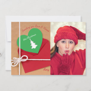 Festividades Cartão de Férias com Foto Enviando Amor e Beijos