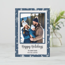 Festividades Cartão de Férias com Foto Personalizada Snowflake