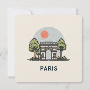 Festividades Cartão de Férias com Silhueta Minimalista de Paris