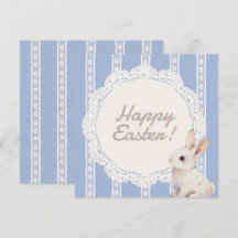 Cartão de Férias Coquette Bunny com Renda Azul
