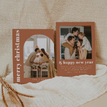 Cartão de Férias da Família Boho Terracotta Arch