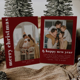 Festividades Cartão de Férias da Família de Fotos Vermelhas Nat