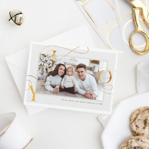 Festividades Cartão de Férias da Família Elegante Dourada "Joy"