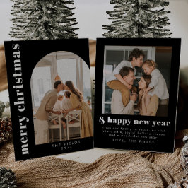 Festividades Cartão de Férias da Família Natal Preto Moderno