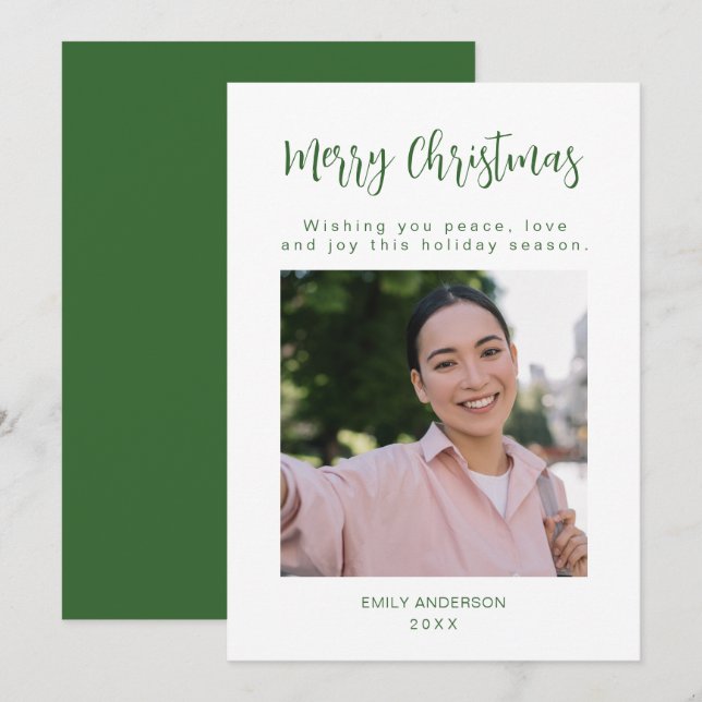 Festividades Cartão de Férias da Família Verde Feliz Natal (Frente/Verso)