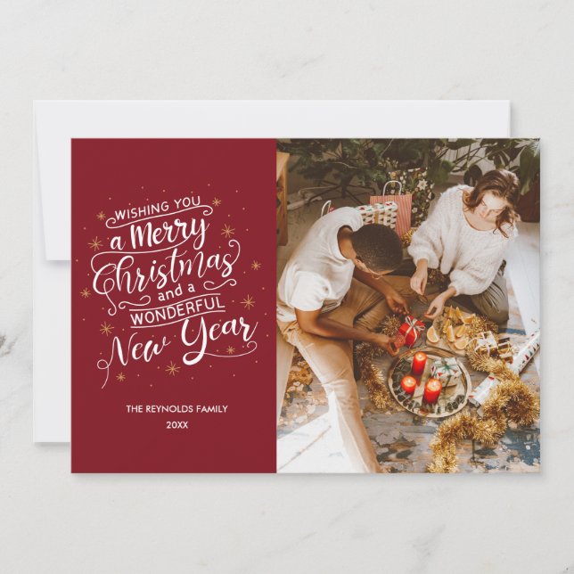 Festividades Cartão de Férias da Família Vermelha Feliz Natal (Frente)