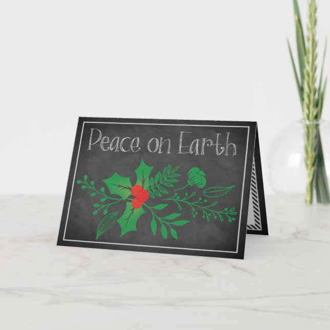 Festividades Cartão de Férias da Terra para Paz | Faux Chalkboa (Frente)