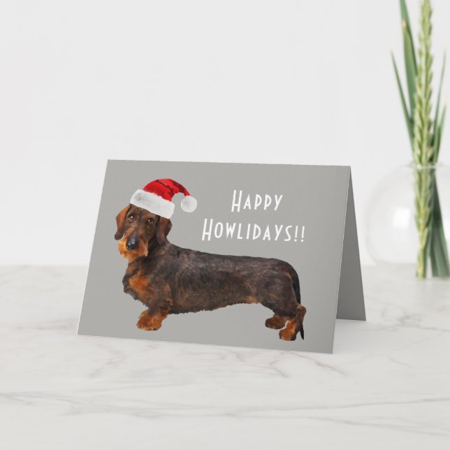Festividades Cartão de Férias Dachshund Com Fio Personalizável (Frente)