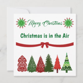 Festividades Cartão de Férias das Árvores de Natal Verde e Verm