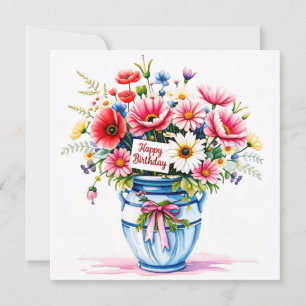 Festividades Cartão de férias de aniversário & buquê de flores