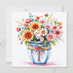 Festividades Cartão de férias de aniversário & buquê de flores