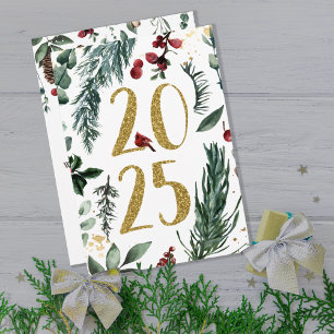 Festividades Cartão de Férias de Anos novos Elegante Rustic Bra