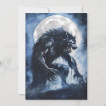 Cartão de Férias de Aquarela de Lobo Mau Feroz