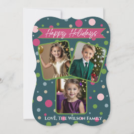 Festividades Cartão de Férias de Bolinhas Verde Festivo