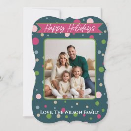 Festividades Cartão de Férias de Bolinhas Verde Festivo