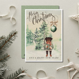 Festividades Cartão de Férias de Cachorro Rottweiler com Aquare