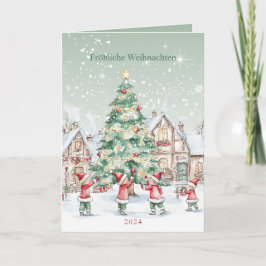 Festividades Cartão de Férias de Casas de Neve na Árvore de Nat