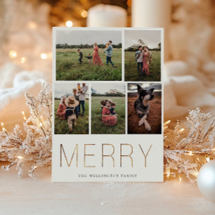 Festividades Cartão de Férias de Colagem de Foto Moderno MERRY