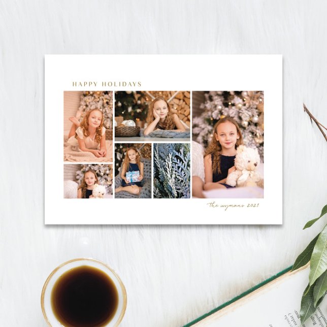 Festividades cartão de férias de colagem de fotografias ouro si (Criador carregado)