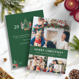 Festividades Cartão de Férias de Colagem de Fotos de Natal Verd