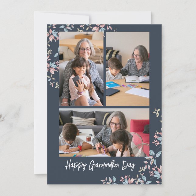 Festividades Cartão de Férias de Colagem de Fotos do Dia da Avó (Frente)